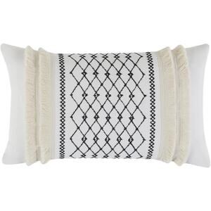 Ink + Ivy NWT Bea Embroidered Decorative Pillow 12x20 Black Ivory